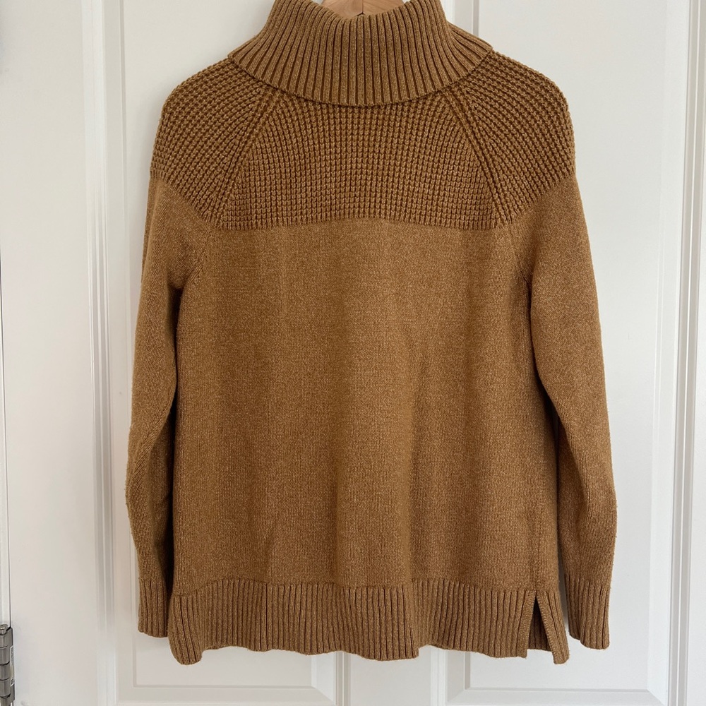 L.L. Bean Brown Cowl Neck Sweater with Ribbed Details